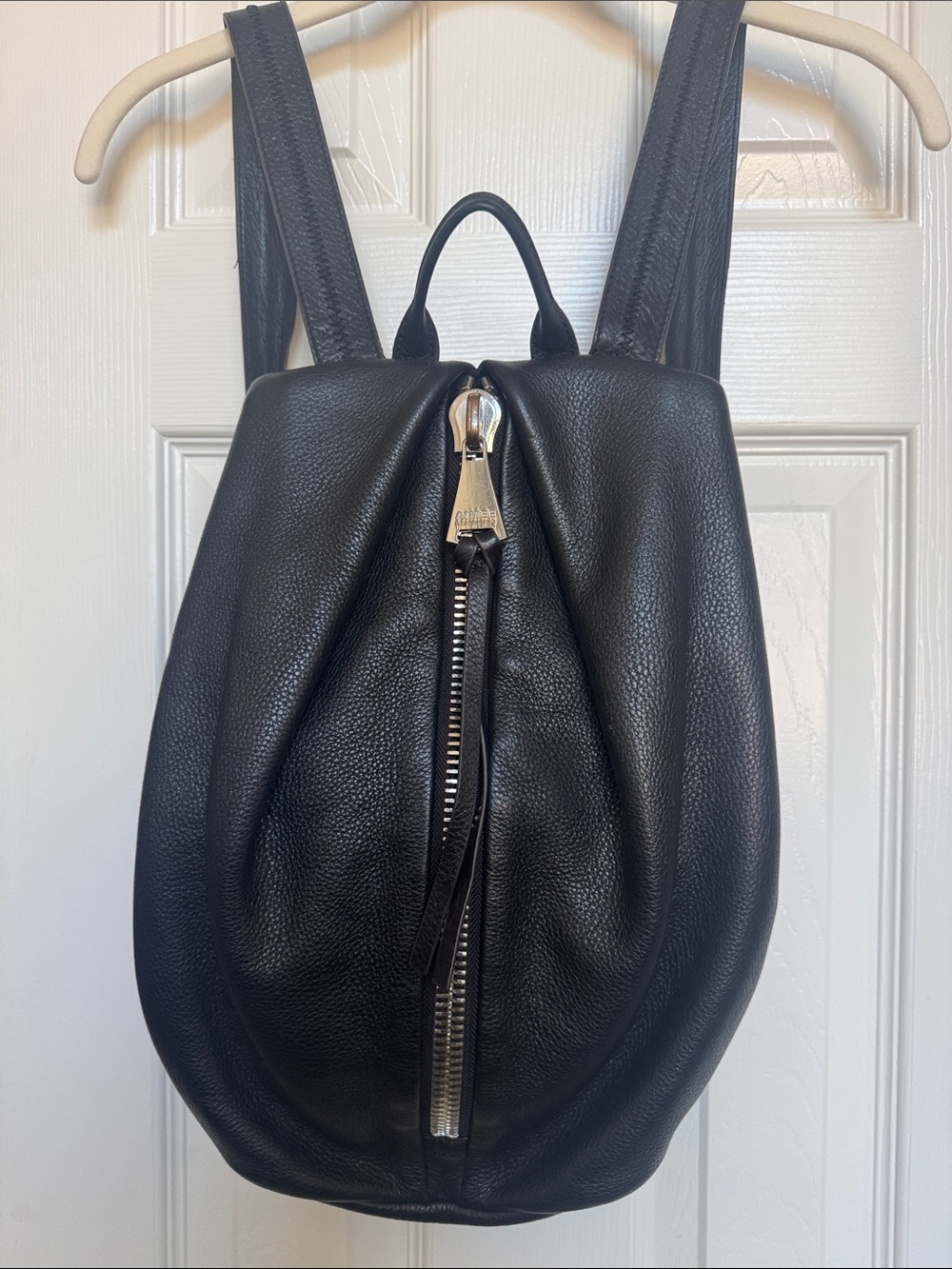Aimee Kestenberg Black Leather Backpack with Front Zip
